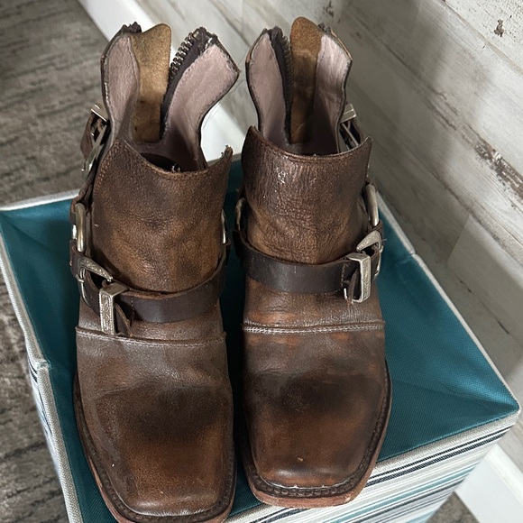 Freebird Brown Truce Leather Ankle Boots with Buckle Detail - Picture 2 of 6